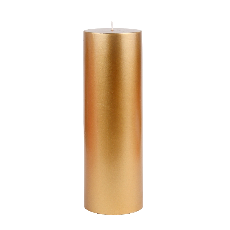 CPZ-109-12 3 x 9 in. Pillar Candles, Metallic Bronze Gold - 12 Piece