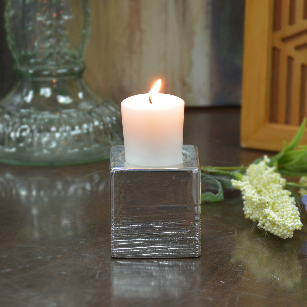 15 Hours Votive Candles, White - Set of 18