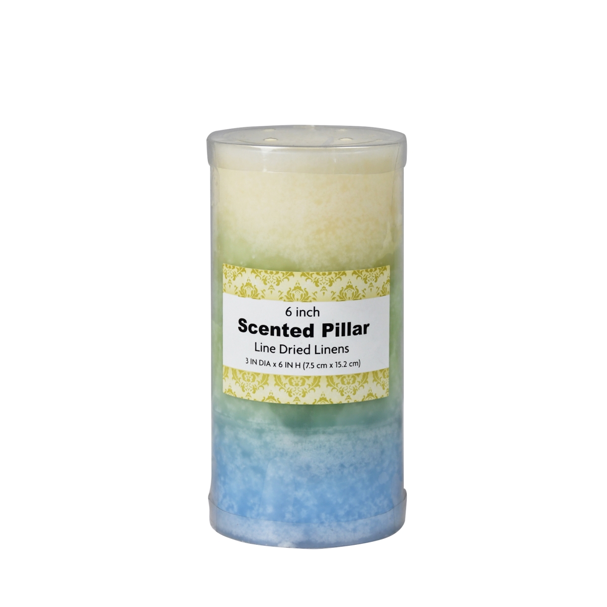 3 x 6 in. Tritone Scented Pillar Candle, Blue, Green & White