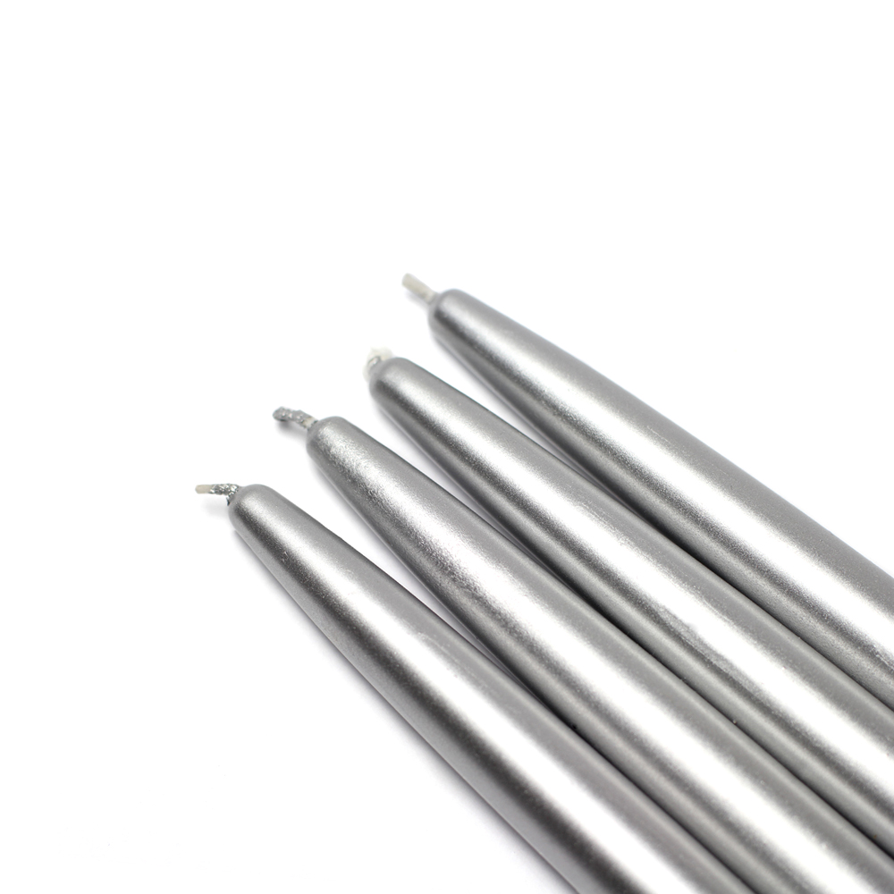 CEZ-089-12 6 in. Taper Candles, Metallic Silver - 144 Piece