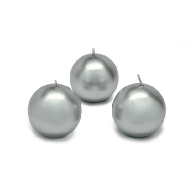 CBZ-036-8 2 in. Ball Candles, Metallic Silver - 96 Piece