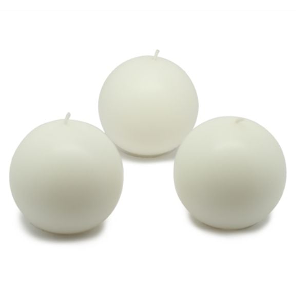 CBZ-014-6 3 in. Ball Candles, White - 36 Piece
