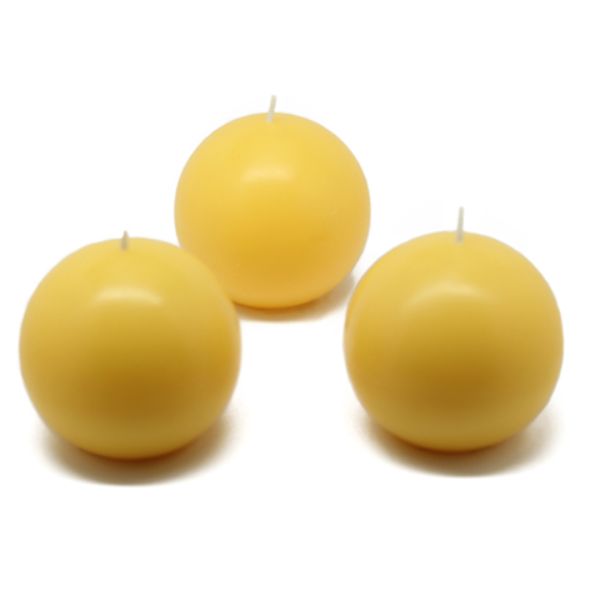 CBZ-017-6 3 in. Ball Candles, Yellow - 36 Piece