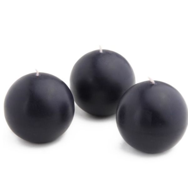 CBZ-024-6 3 in. Ball Candles, Black - 36 Piece