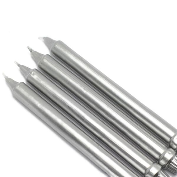 CEZ-108-12 10 in. Formal Dinner Taper Candles, Metallic Silver - 144 Piece