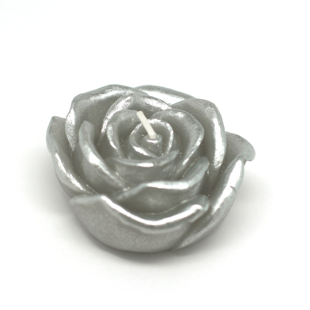 CFZ-102-12 3 in. Rose Floating Candles, Metallic Silver - 144 Piece