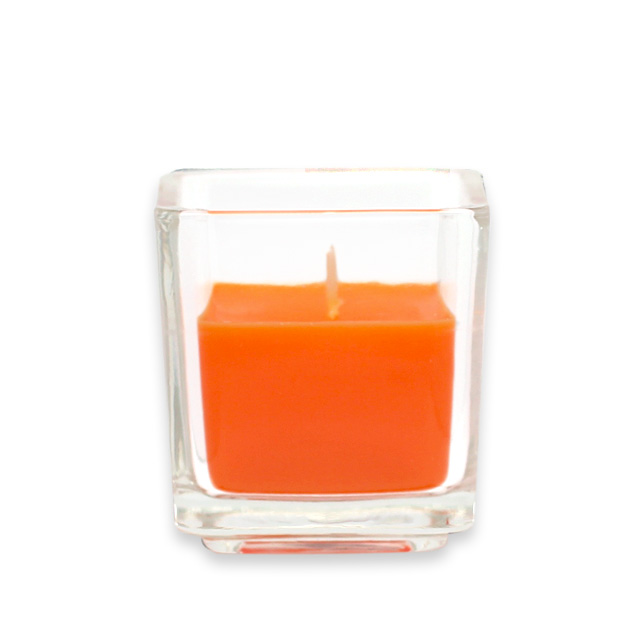 CVZ-033-8 Square Glass Votive Candles, Orange - 96 Piece