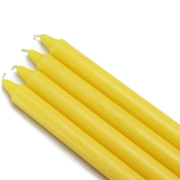10 in. Straight Taper Candles, Yellow - 12 Piece
