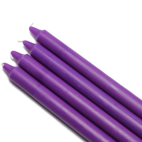10 in. Straight Taper Candles, Purple - 12 Piece