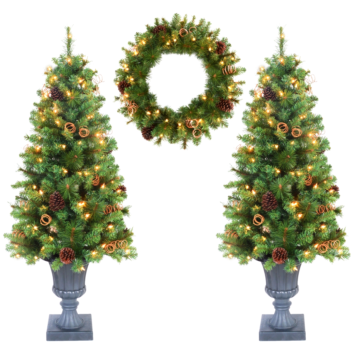 Picture of Jeco CH-CT80 4 ft. Christmas Tree & Holiday Wreath Set - 3-Piece