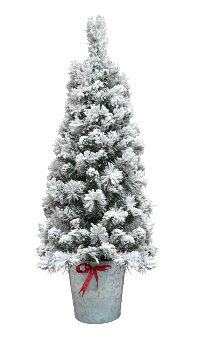 Picture of Jeco CH-CT85 4 ft. Flocked Pot Christmas Tree