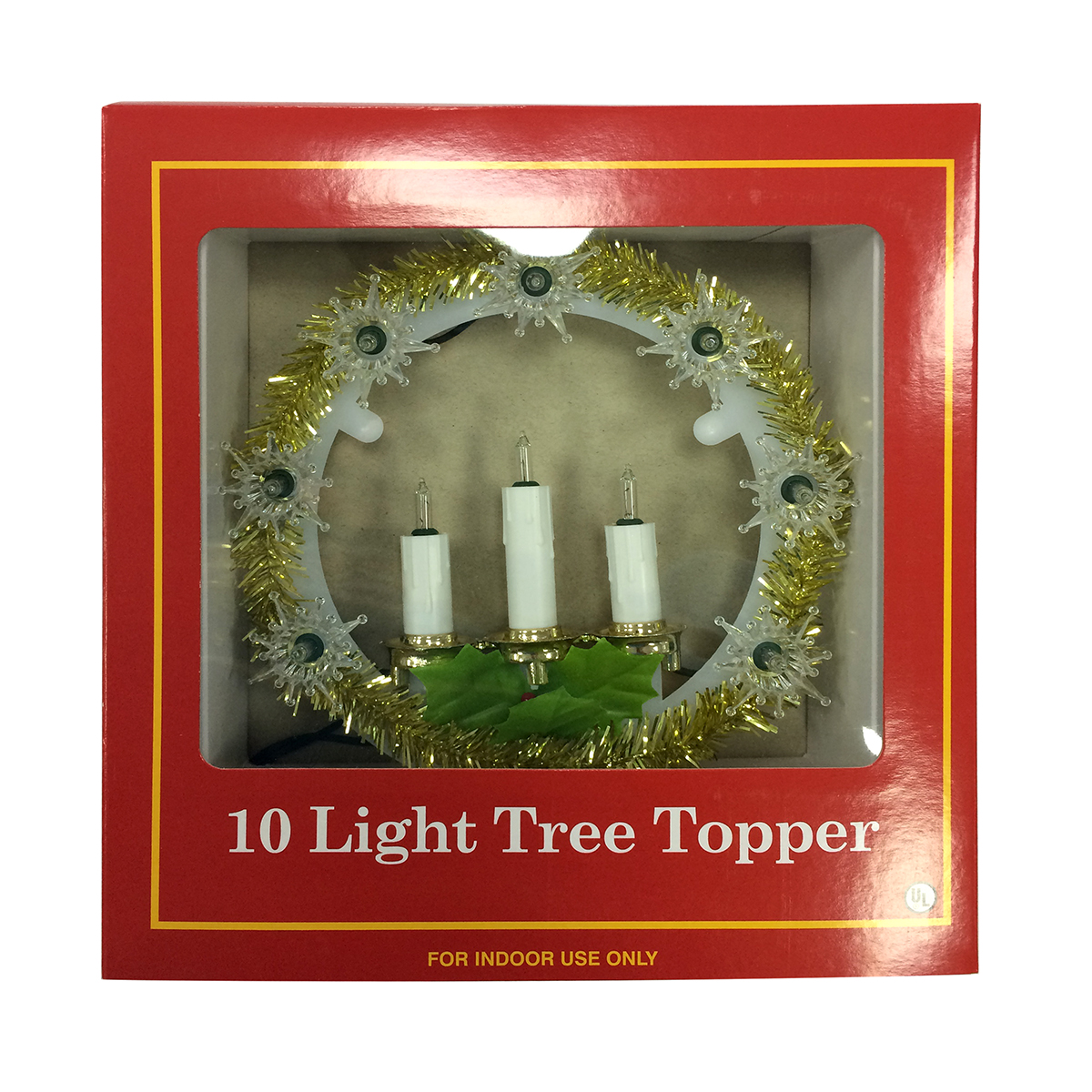 CHD-TA083C 10 Lite Tree Topper with Candle, Clear Light