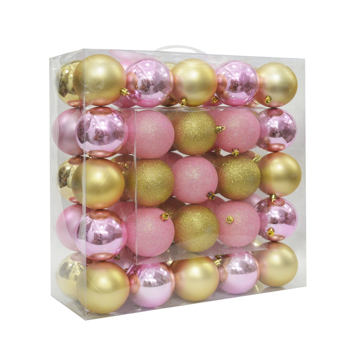 CHD-TA172 3 in. Shiny Glitter Square Christmas Ornament Combo, Gold & Pink - Pack of 50
