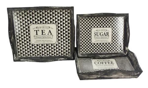 Condiment-Themed Decorative Wooden Tray - Set of 3