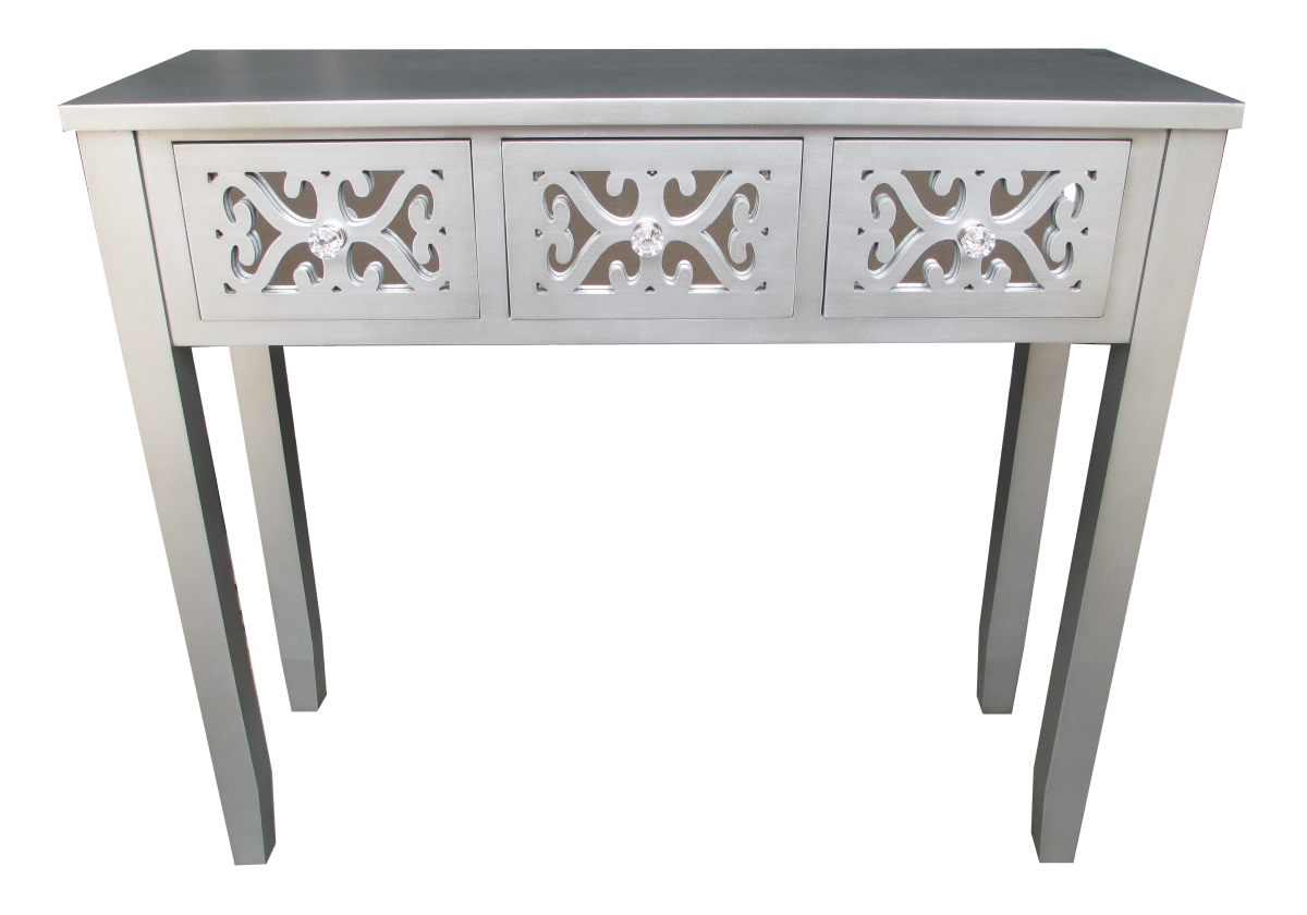 32 in. Wooden 3 Drawer Console Table, Grey