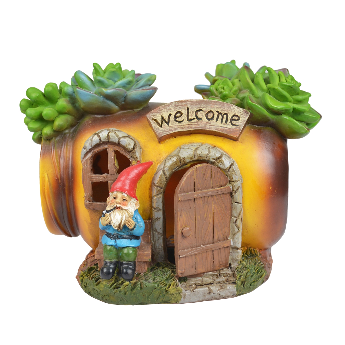 5.5 in. Polyresin Solar LED Light Succulent House