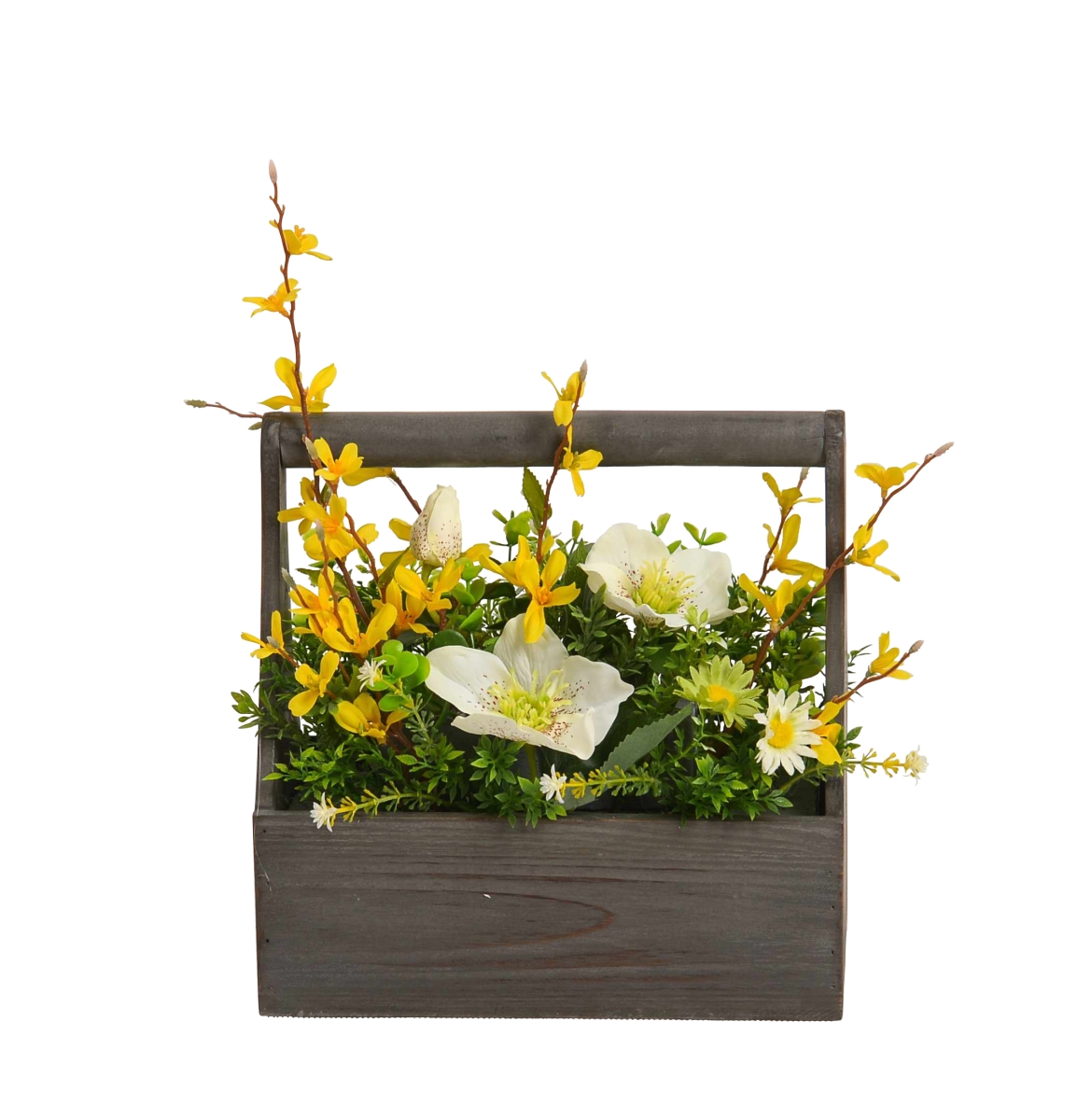 Floral Arrangement with Wooden Pot