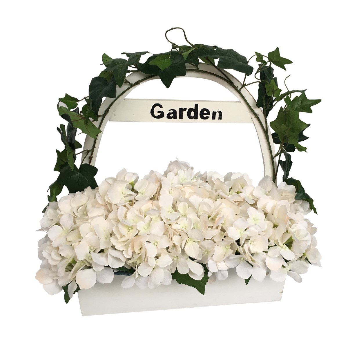 16.5 in. Hydrangea with Wooden Pot