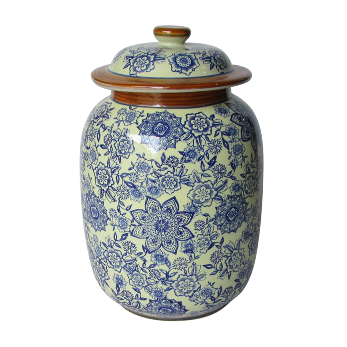 Pattern Lidded Jar Blue & White - Large