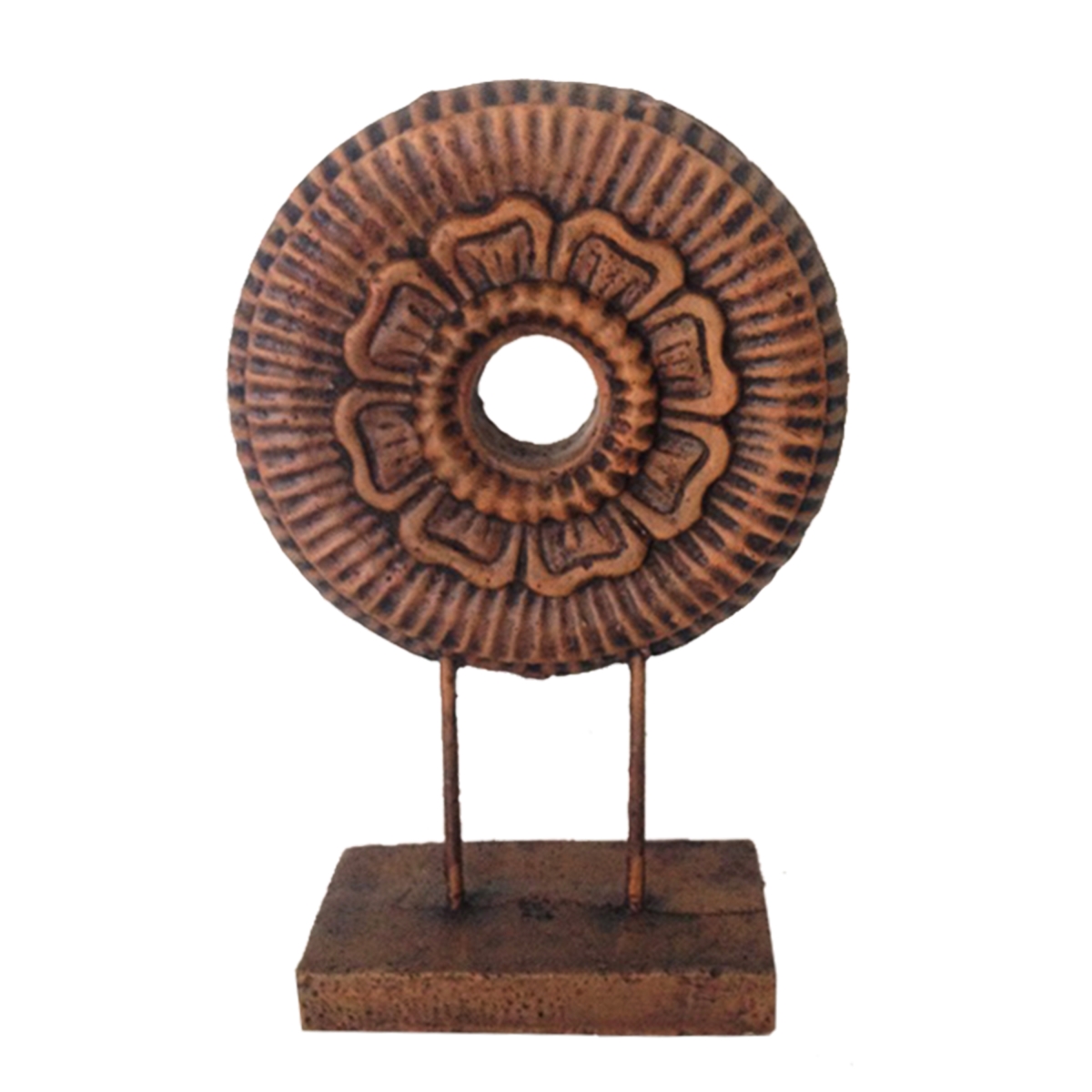 Cricle Decor On Stand, Antique Brown