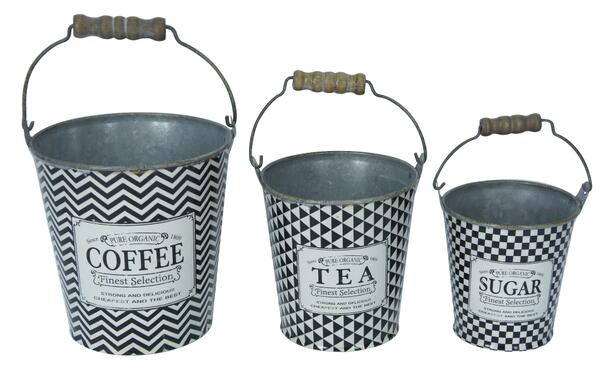 Decorative Tin Bucket - Set of 3