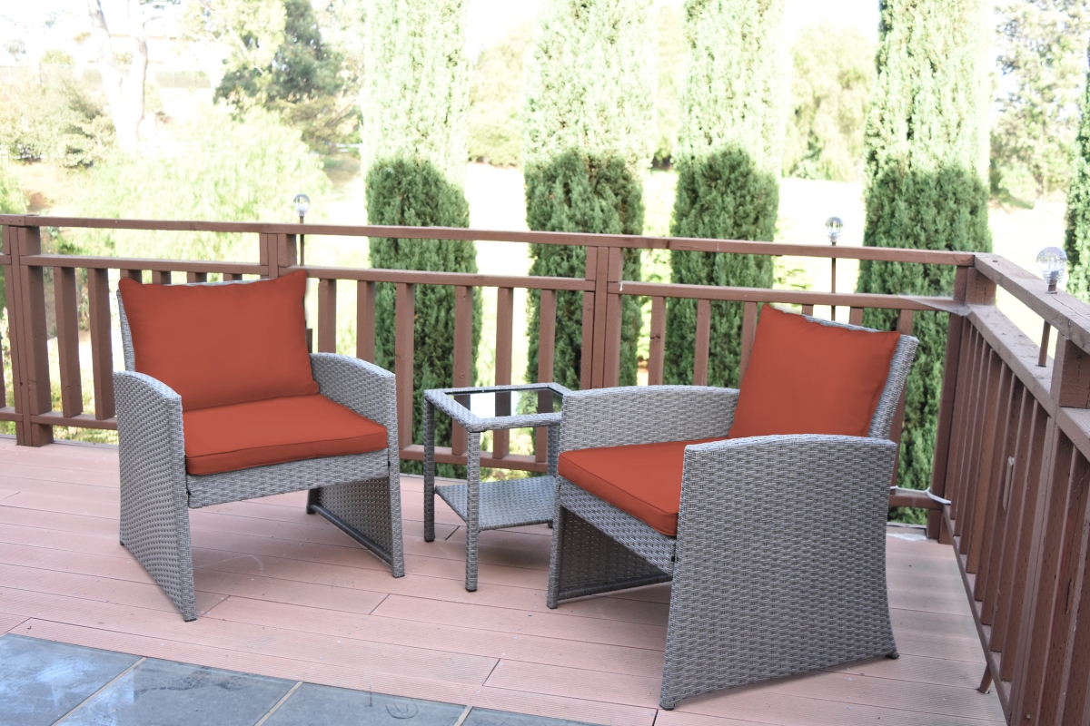 2 in. Mirabelle Bistro Set with Brick Red Cushion - 3 Piece