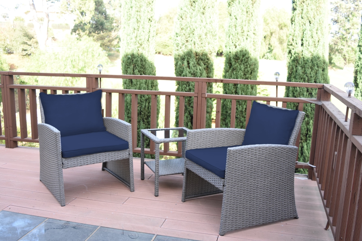 2 in. Mirabelle Bistro Set with Midnight Blue Cushion - 3 Pieces