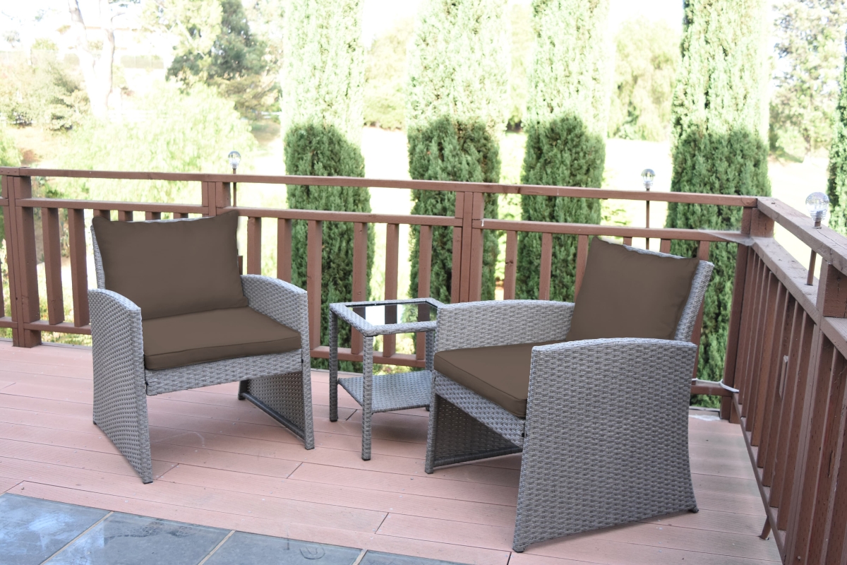 2 in. Mirabelle Bistro Set with Brown Cushion - 3 Pieces