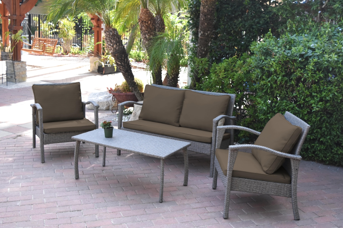 2 in. Meredith Conversation Set with Brown Cushion - 4 Pieces