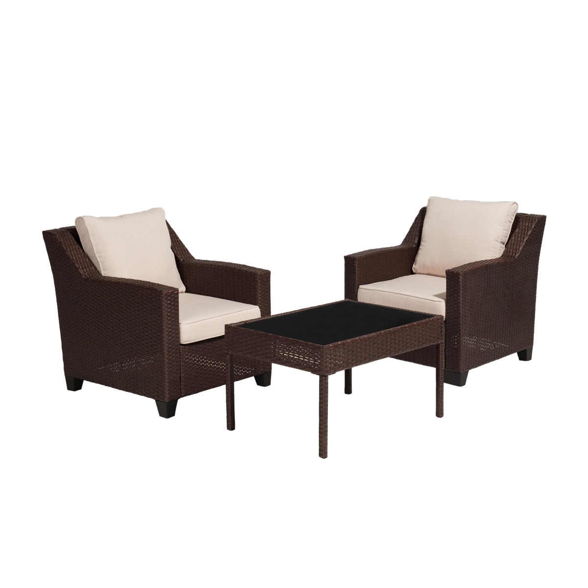 4 in. Caoimhe Espresso Resin Wicker Conversation Set with Cushion - 4 Piece