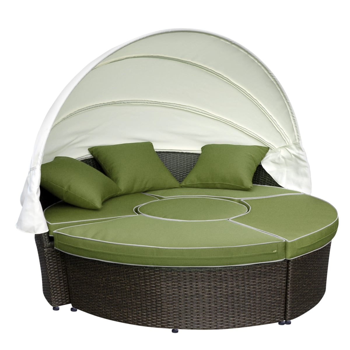 All-Weather Wicker Sectional Daybed - Sage Green Cushions