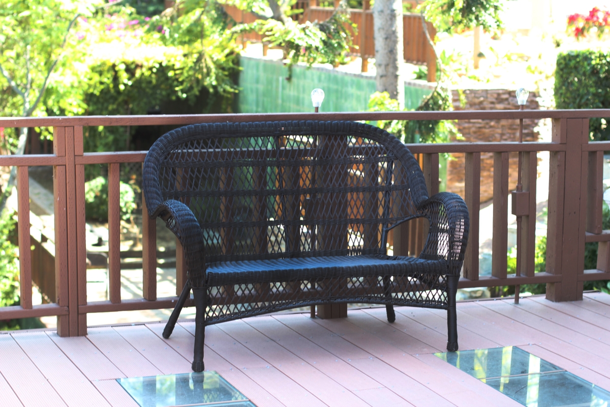 Santa Maria Wicker Patio Love Seat, Black