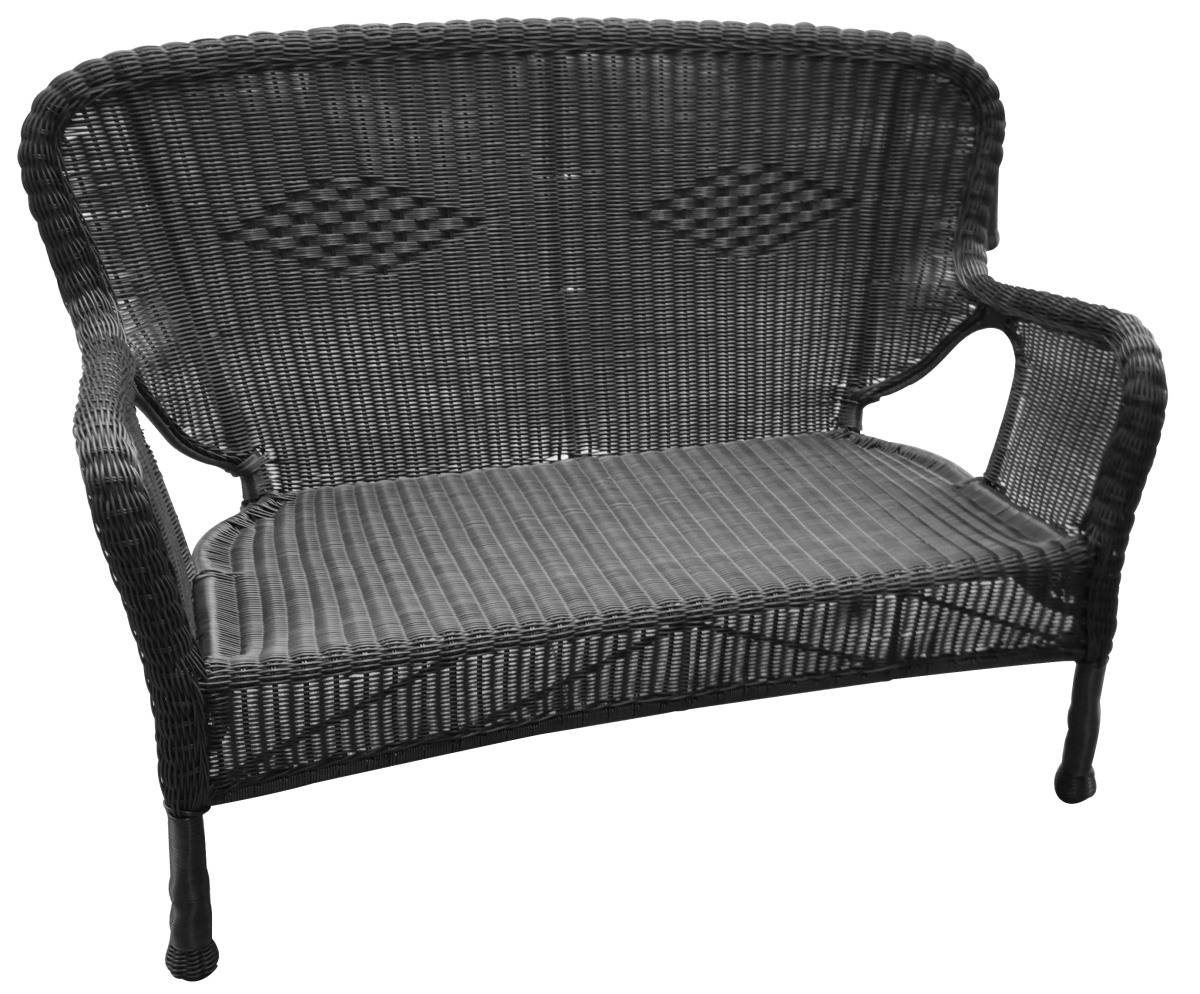 Windsor Wicker Patio Love Seat, Black