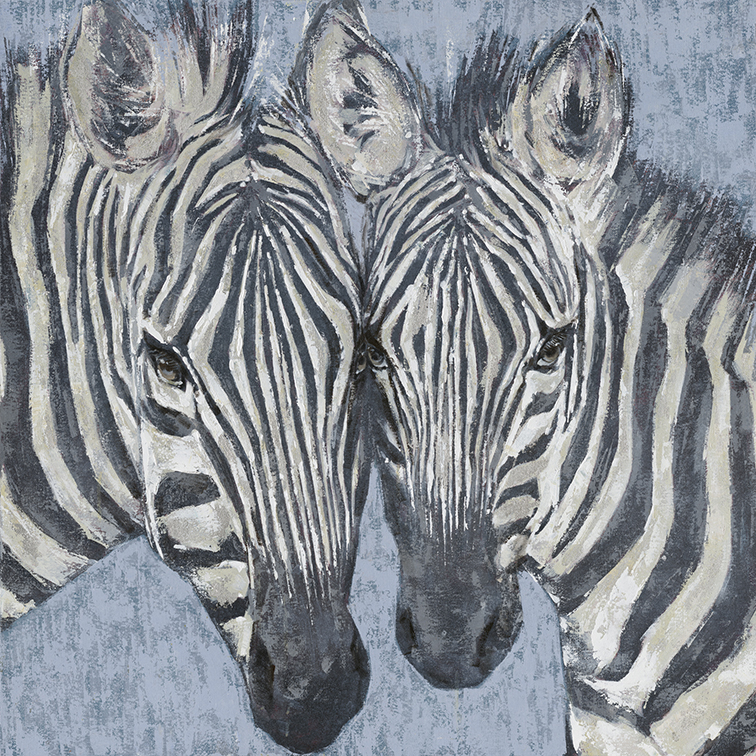 40 in. Zebra Brothers Oil Painting Wall Decor