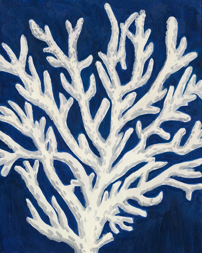 16 x 20 in. White Dried Tree Oil Paint Wall Decor