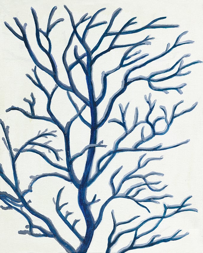 16 x 20 in. Dried Tree Oil Paint Wall Decor, Blue