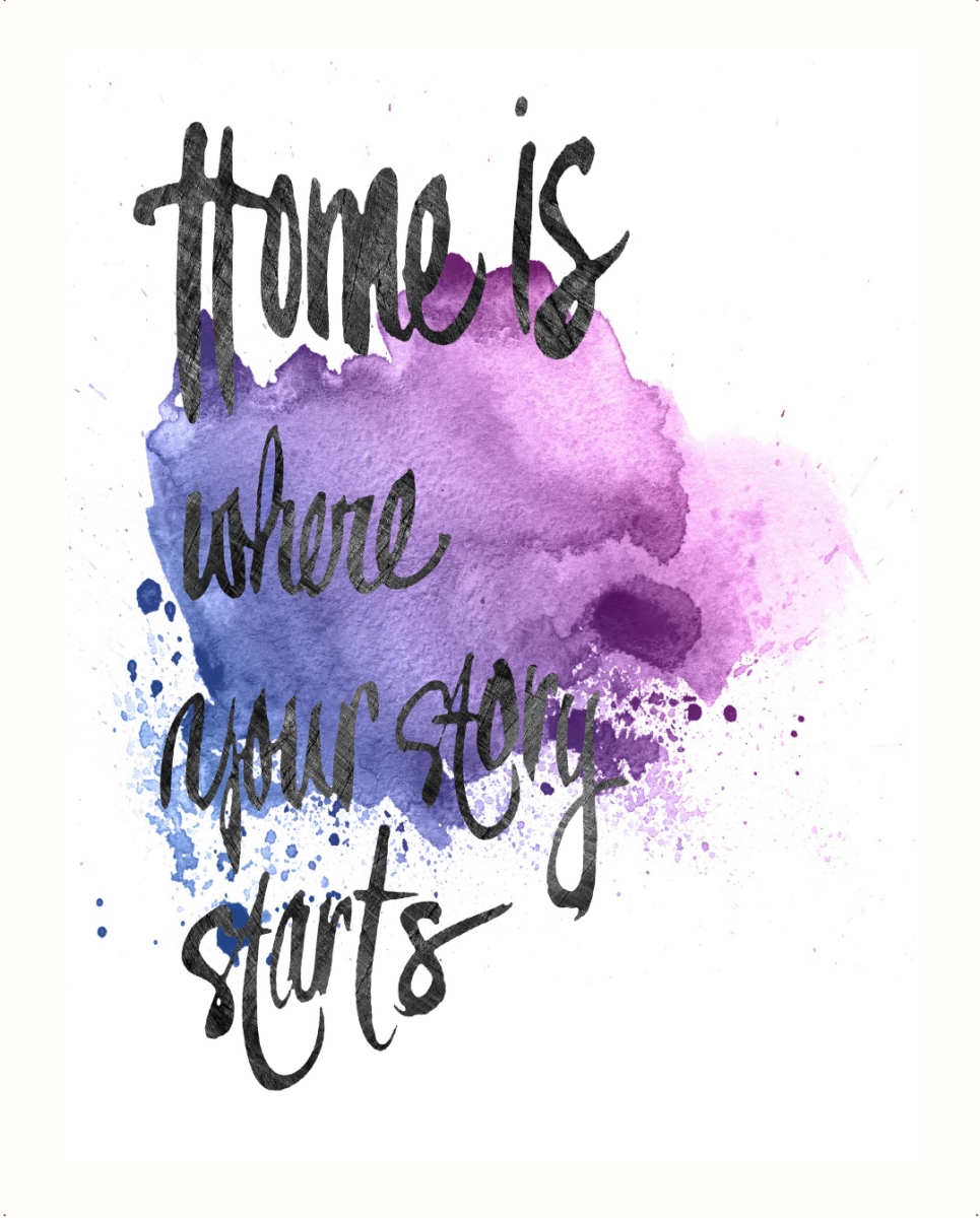 19.7 in. Printing Canvas Art, Purple, Bule & Black