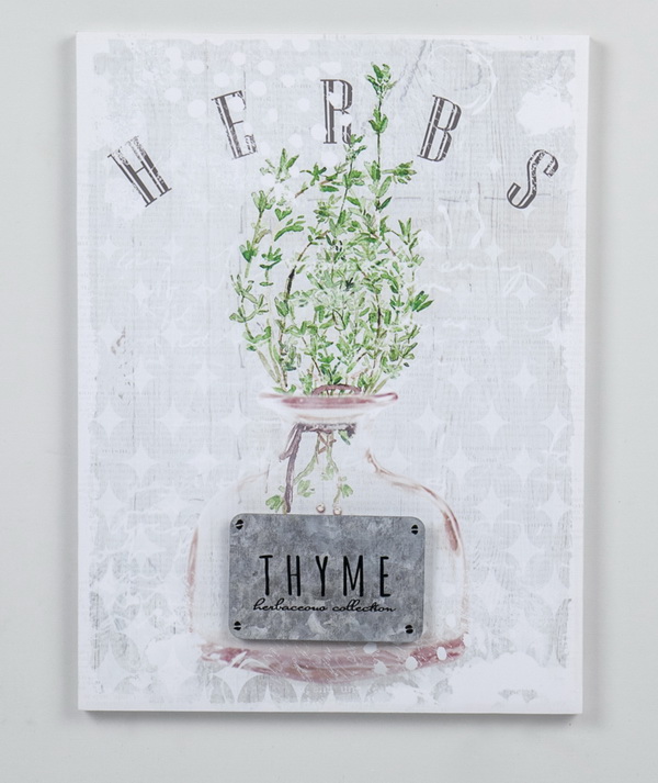 15.74 in. 3D Canvas Wall Art, White & Green