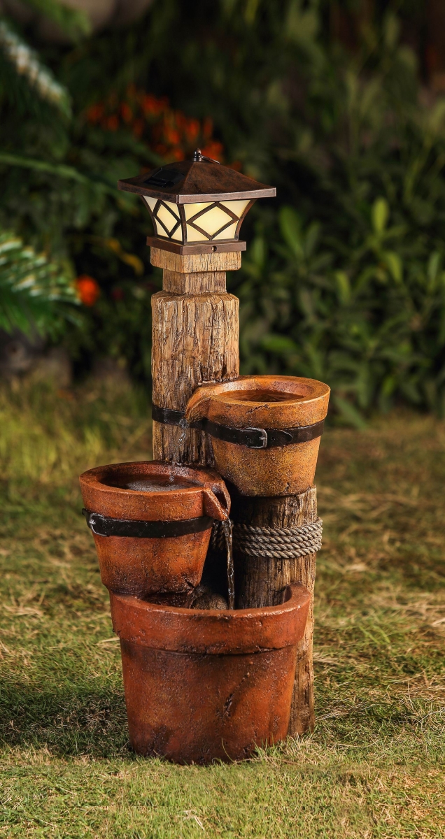FCL149 Three Pots with Solar Pillar Lamp Water Fountain