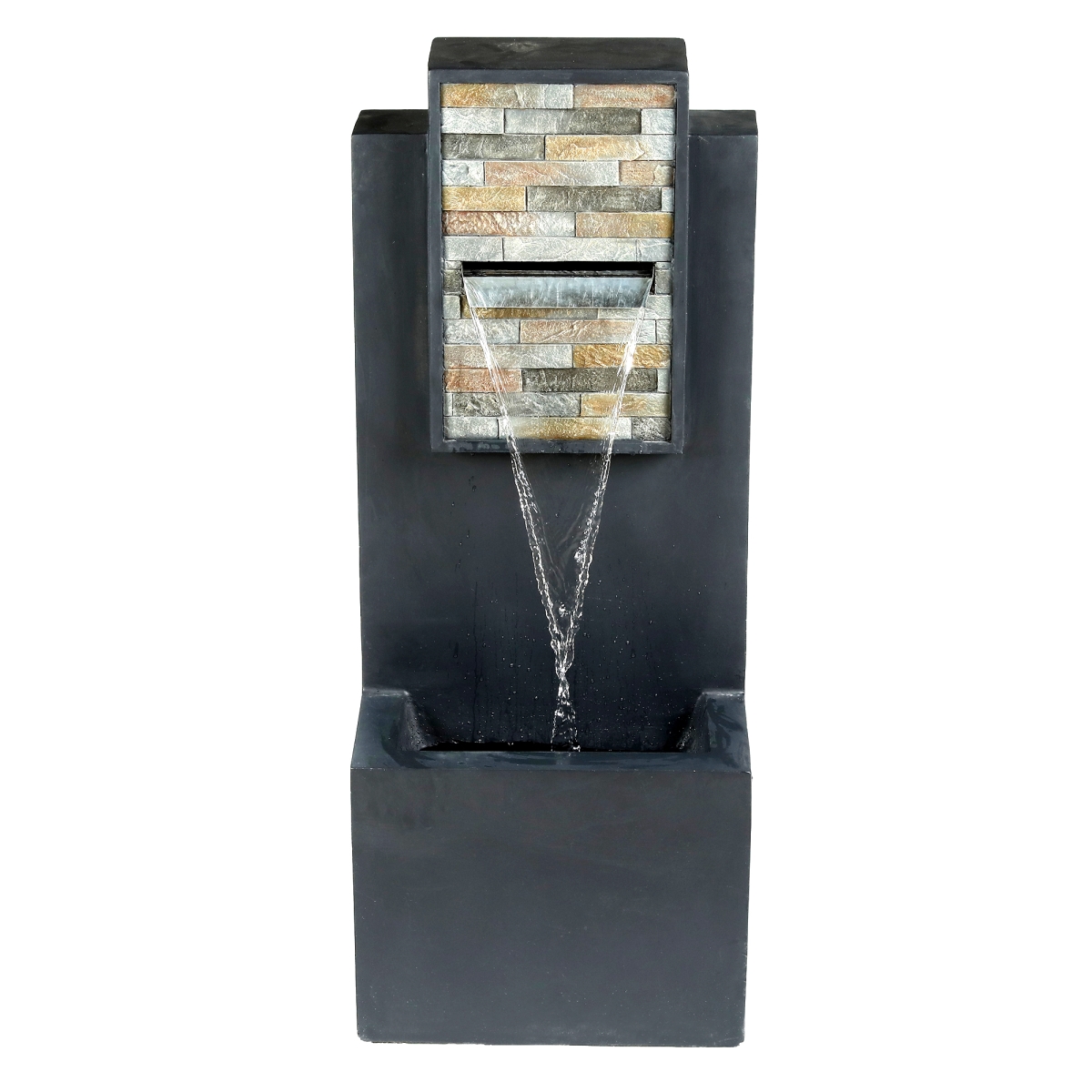 32 in. Contemporary Finish with Rock Texture Fountain & LED Light