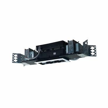 3-Light Linear New Construction Metal Halide 120V Electronic Ballast, White & Black