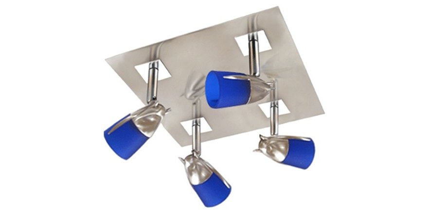 4 Light Square Canopy & Blue Glass