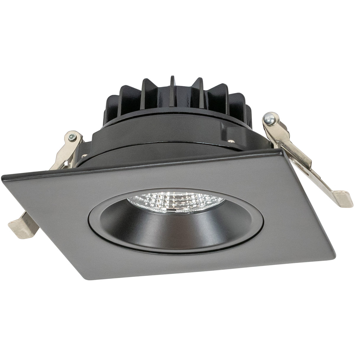 4 in. 12W 5CCT 90CRI Luke LED Square Regressed Gimbal Recessed Downlight, Black