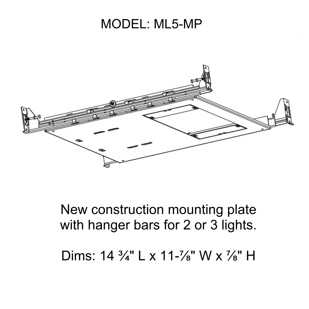 ML5-MP NC Mounting Plate with Hanger Bars, Silver