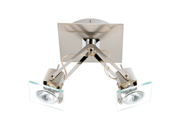 2-Light Satin Chrome Ceiling Mount - Clear