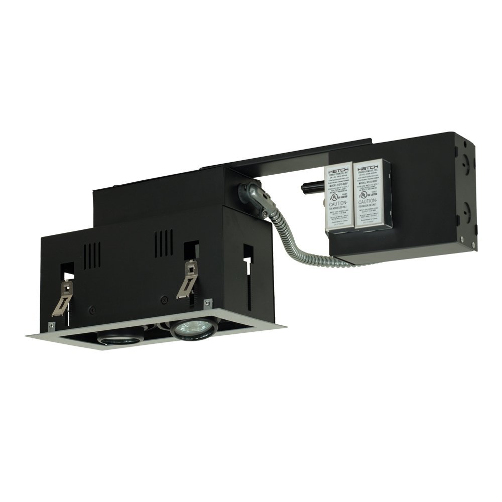 Jesco Lighting MGR1650-2ESB Modulinear Directional Lighting for Remodeling & Double Gimbal 2 Light Linear, Black Interior with Silver Trim