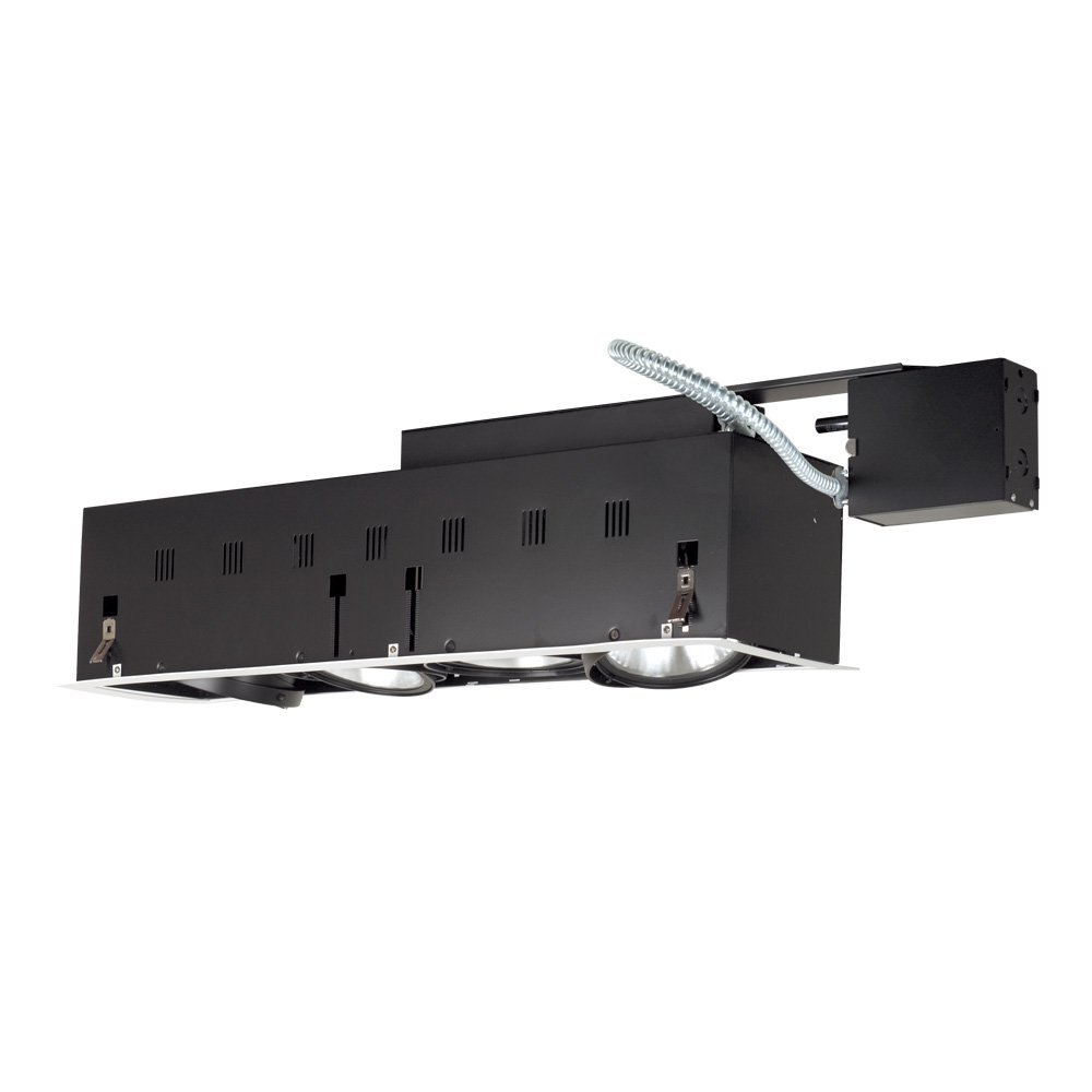 Modulinear Directional Lighting for Remodeling & Double Gimbal 4 Light Linear - Black Interior with Silver Trim