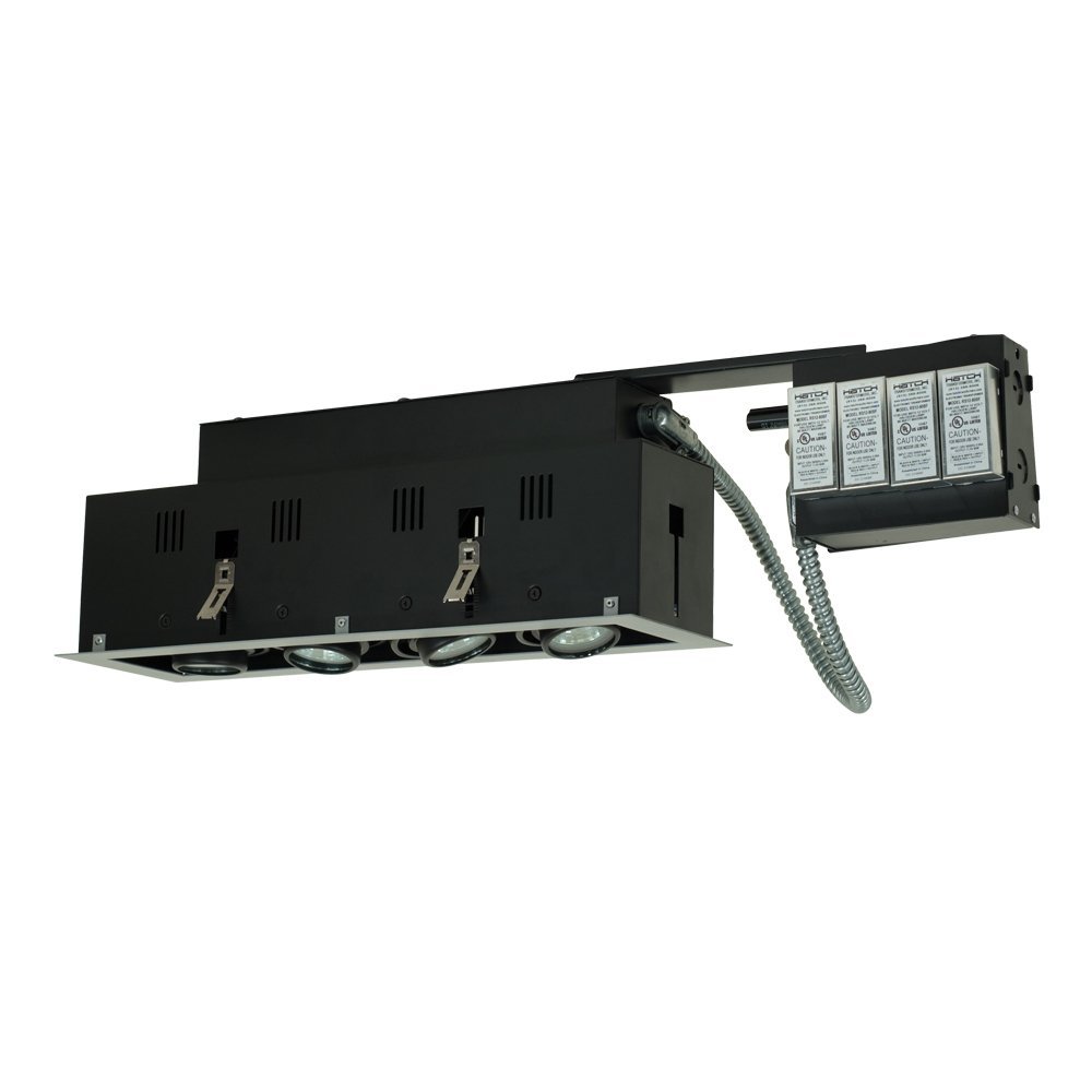 Four-Light Double Gimbal Linear Recessed Fixture Low Voltage - Black