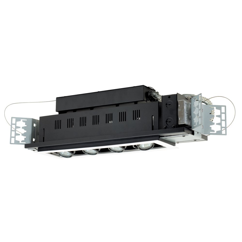 Double Gimbal Modulinear Directional Lighting for New Construction - Black Interior with White Trim