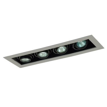 50W Double 4-Light Square, Silver & Black